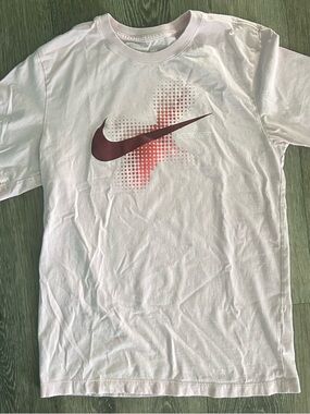 Nike Pink Short Sleeve Tee with Burgundy and Pink Gradient Swoosh